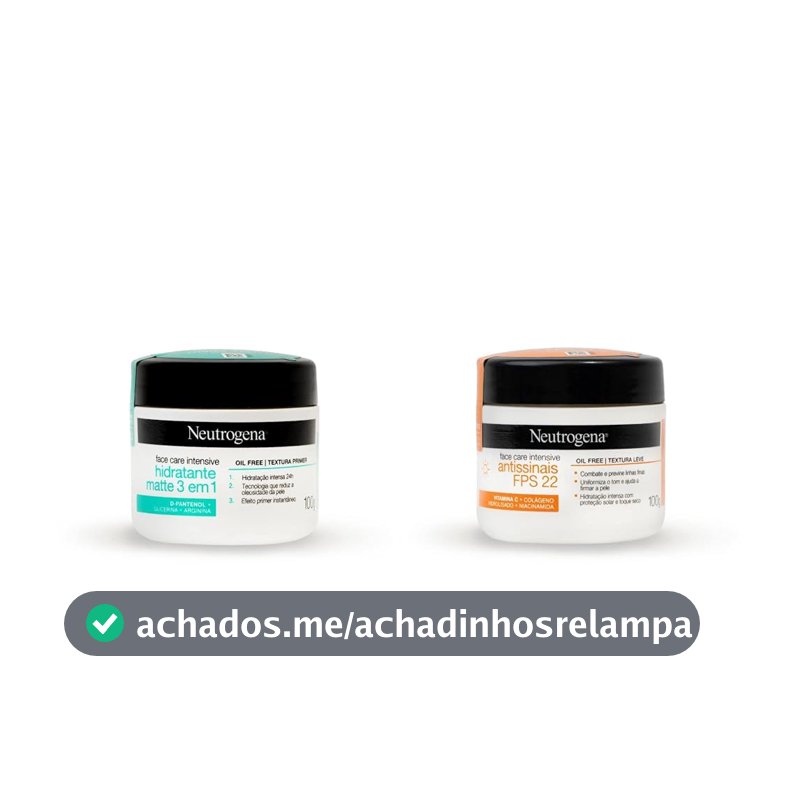Kit Neutrogena Hidratante Facial Matte 100g + Antissinais FPS 22 100g