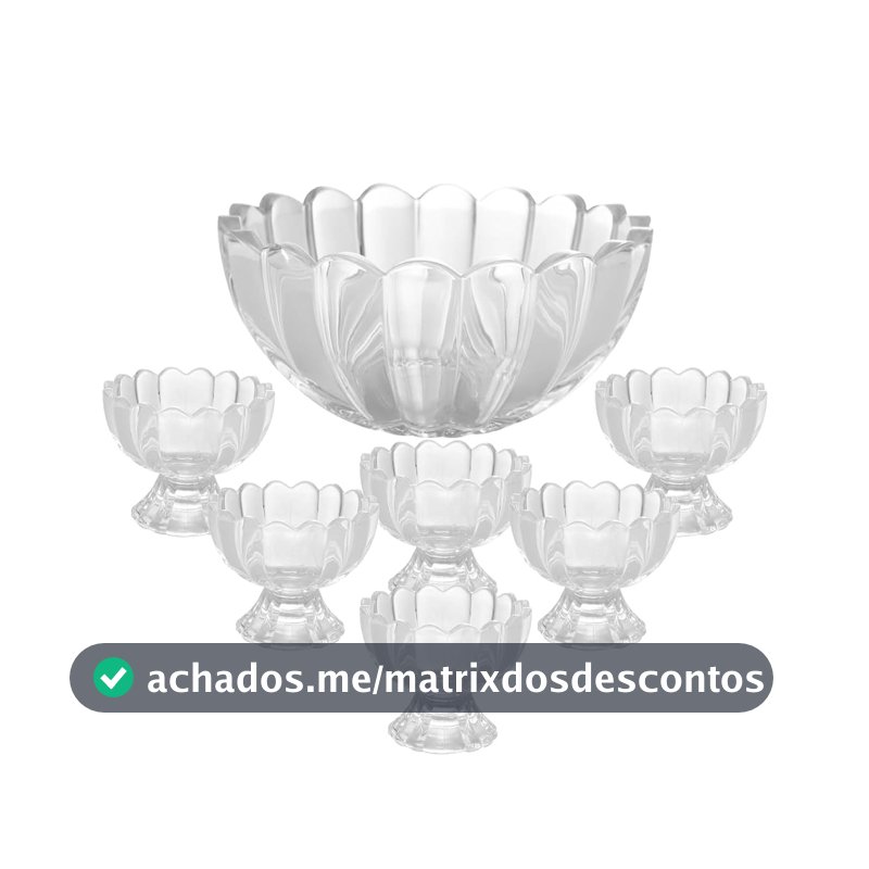 WOLFF - Conjunto 7 Peças Bowl com 6 Taças para Sobremesa Geneva 1,1L/125ml