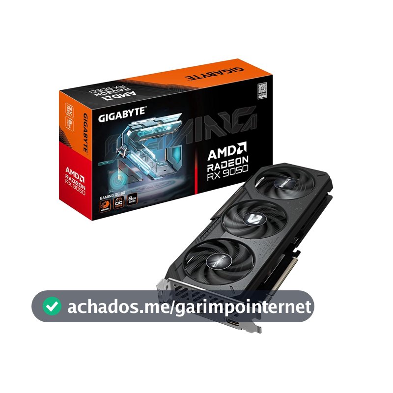 GIGABYTE Placa de vídeo Radeon RX 9050 Gaming OC 8G 8GB GDDR6 WINDFORCE Cooling with Hawk Fan Boost Clock 2760MHz