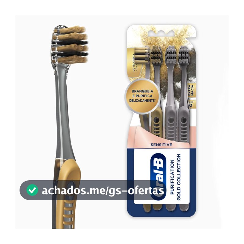 Oral-B Escova de Dente Sensitive Purification Gold Extra Macia 4 Unidades