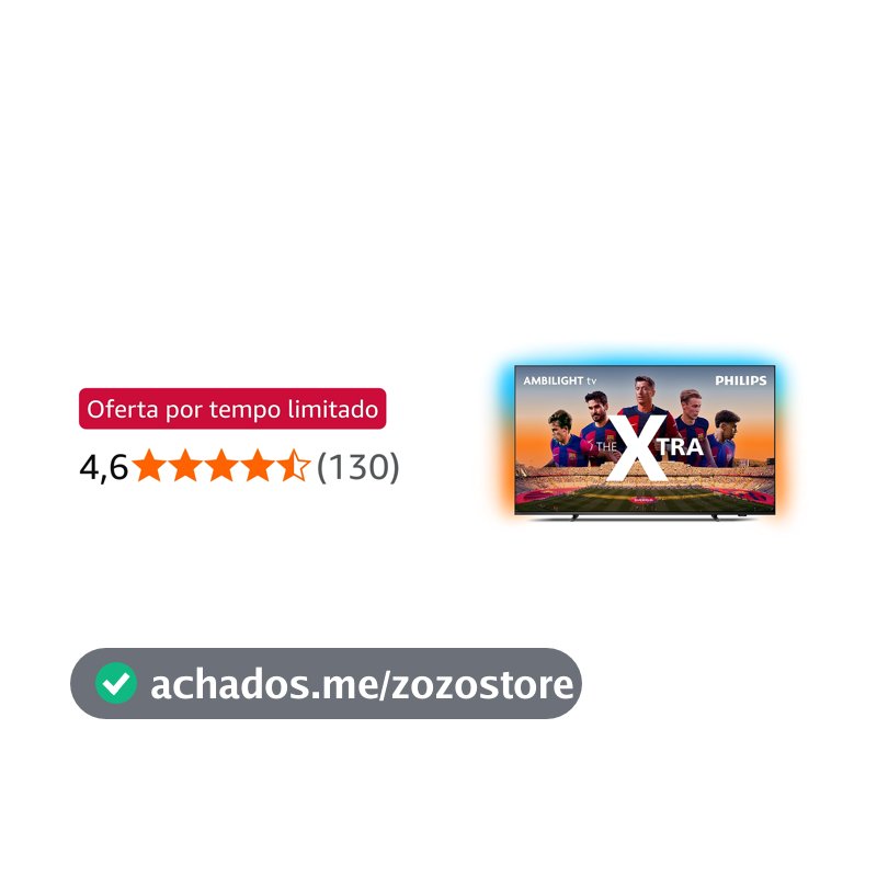 PHILIPS, Smart TV, The Xtra QD-Mini LED 65" 4K 120 Hz, 65PML9118/78, Ambilight, Google TV, P5, DTS Play-Fi, Freesync, Dolby Vision e Atmos, 40 WRMS