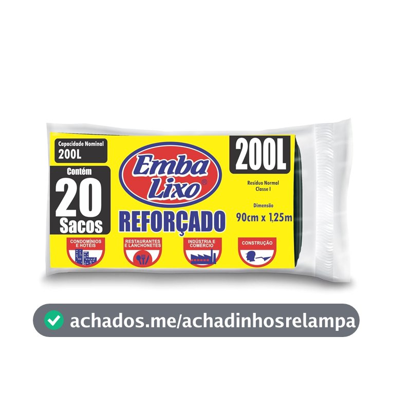 Embalixo Saco de Lixo Reforçado Alta Resistência Super Profissional 200 Litros - 20 Unidades