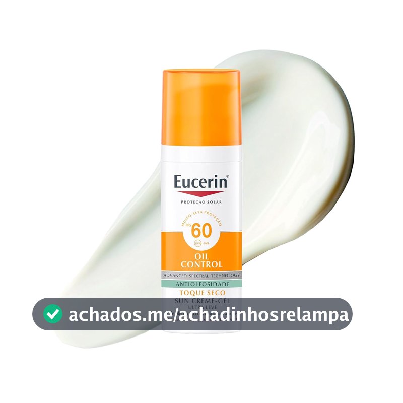 EUCERIN Protetor Solar Facial Oil Control FPS 60 50ml, Antioleosidade, Rosto, Proteção UVA, UVB e Luz Visível