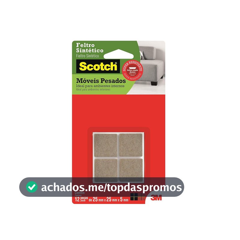 SCOTCH 3M Feltro Sintético Adesivo Móveis Pesados Grande Marrom 12 Unidades