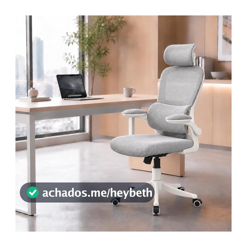 Laruno Cadeira de Escritório Almirante C600 Mesh Reclinável Cinza 150kg