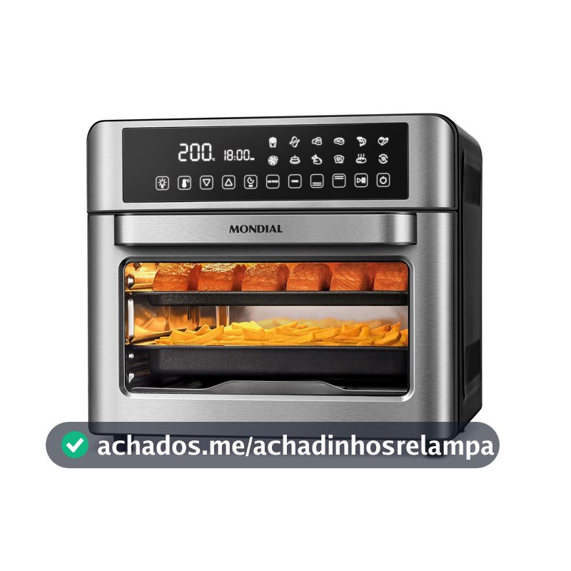 MONDIAL Fritadeira Air Fryer Forno Oven Digital 25L, Preto/Inox, 2000W, 110V - AFO-25L-BI