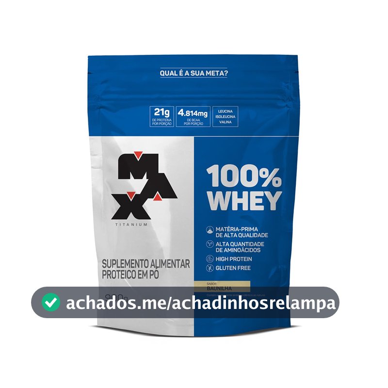 Suplemento Proteico em Pó Max Titanium 100% Whey, Baunilha, 900g