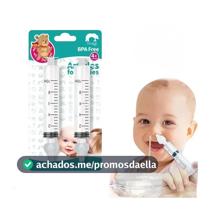 Aspirador Nasal Infantil com Ponta de Silicone, Seringa Lavadora para Bebês, Kit de Limpeza Nasal