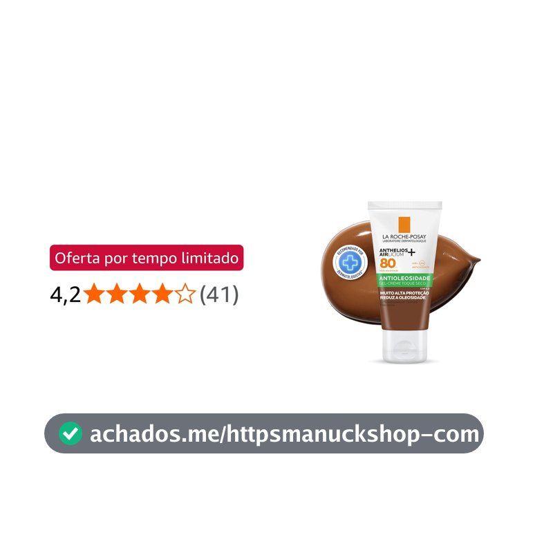 La Roche-Posay, Anthelios Airlicium, Protetor Solar Facial Antioleosidade com Cor, Controle de Oleosidade, Efeito Matte, Toque limpo, Ação anti-transferência da cor, Cobertura