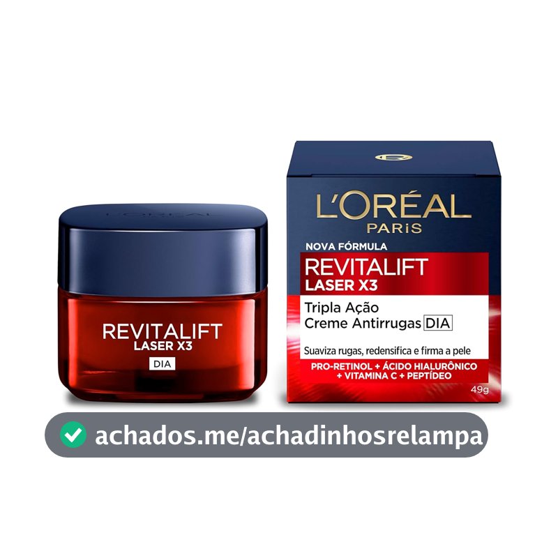 L'Oréal Paris Revitalift Laser X3, Creme Facial Anti-idade, com PRO-XYLANE™ e Ácido Hialurônico, Corrige Rugas Profundas, Combate Flacidez e Redefine o Contorno do Rosto, 50ml