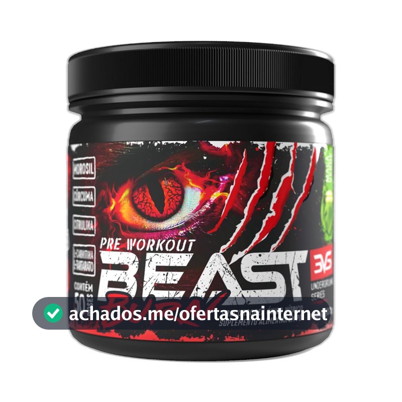 3VS Nutrition Pré-Workout Beast Burn 300g – Suplemento Pré-Treino Fórmula Única com Cafeína, Beta Alanina, L-Carnitina, Citrulina, Morosil® e Cúrcuma – 50 Doses 300gr Sabor Maça Verde