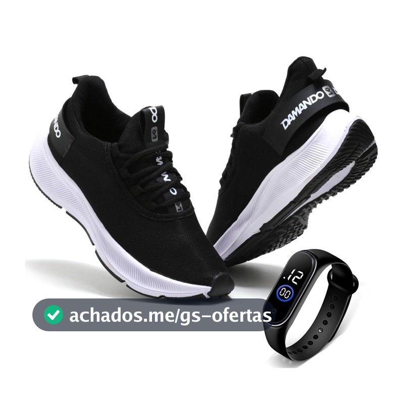 Tenis Masculino Academia Corrida Treino Esportivo Caminhada Confortavel e Leve + Relógio Digital