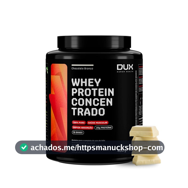 DUX HUMAN HEALTH Whey Protein Concentrado 450g Chocolate Branco – Versátil para Receitas e Shakes