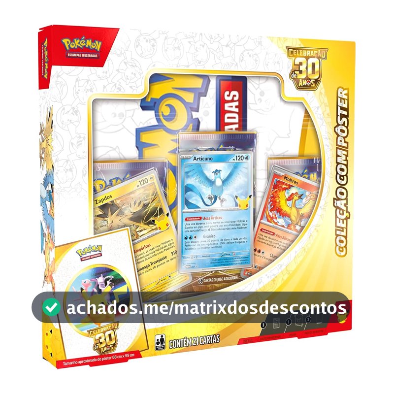 Pokémon TCG, Celebração de 30 anos – Box Pokémon Coleção com Pôster