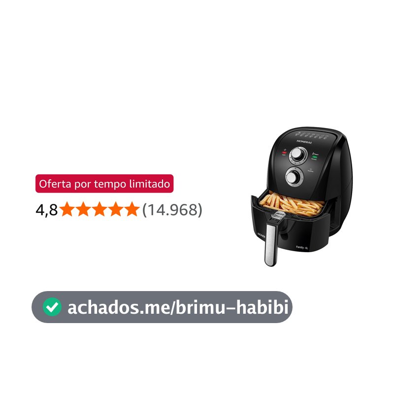 MONDIAL Fritadeira Sem Óleo Air Fryer 4L, Preto/Prata, 1500W, 110V - AFN-40-BFS