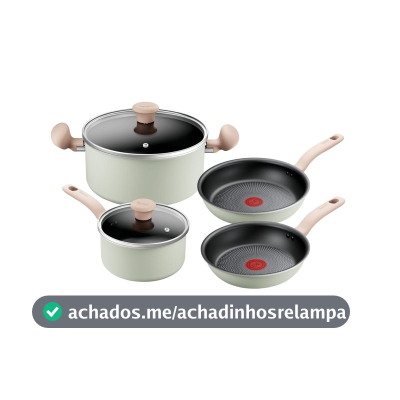 Jogo de Panelas Tefal So Matcha Verde 4 Peças – Revestimento Antiaderente Titanium, Indicador de Temperatura Thermo-Sinal, Alta Espessura, Compatível com Indução, Cabos Soft Touch e Design moderno
