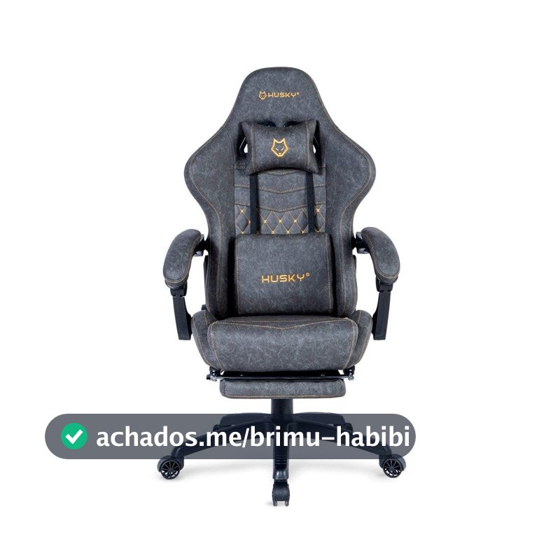 Cadeira Gamer Husky Tempest 700, Até 145kg, Almofadas, Reclinável 150º, PU, Descanso para Pés, Cinza - HCG700CZ