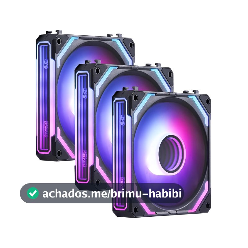 Kit 3 Ventoinhas Redragon ARGB Infinity Mirror 120mm Interligáveis Preto GC-F012