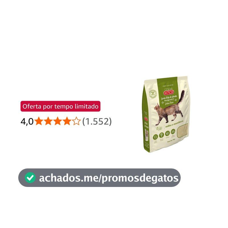Kädi Areia Biodegradavel, Grãos Finos 4Kg Milho e Mandioca