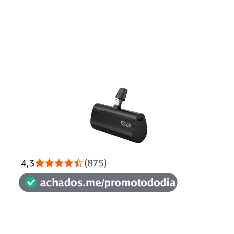 I2GO, Carregador Portátil (Power Bank), Pocket, 5000mAh, Não Necessita Cabos, Modelo Lightning