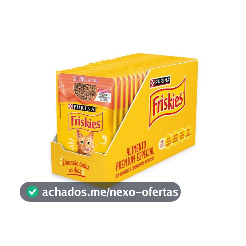 Pack Nestlé Purina Friskies Ração Úmida Para Gatos Adultos Salmão Ao Molho - Com 15 Sachês 85g