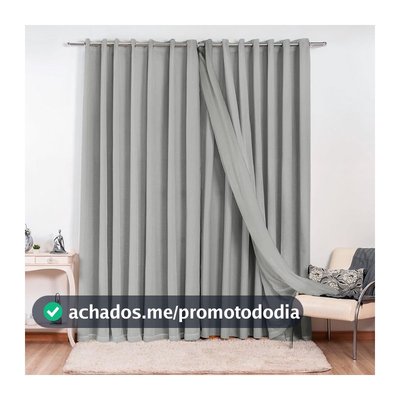 Cortina Gaze de Linho com Blackout em Tecido 6,00 x 2,80 para Sala ou Quarto de Luxo Elegante (Cinza)