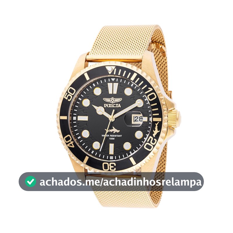 INVICTA Mostrador masculino Pro Diver 43 mm de aço inoxidável dourado e quartzo PC32