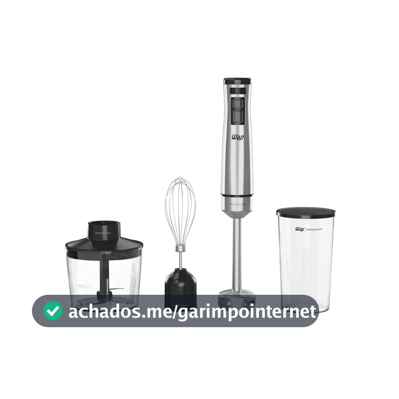 WAP Mixer Elétrico 3 em 1 com Processador, Miniprocessador e Batedor de Clara em Inox Prosdócimo WM1 600W 127V