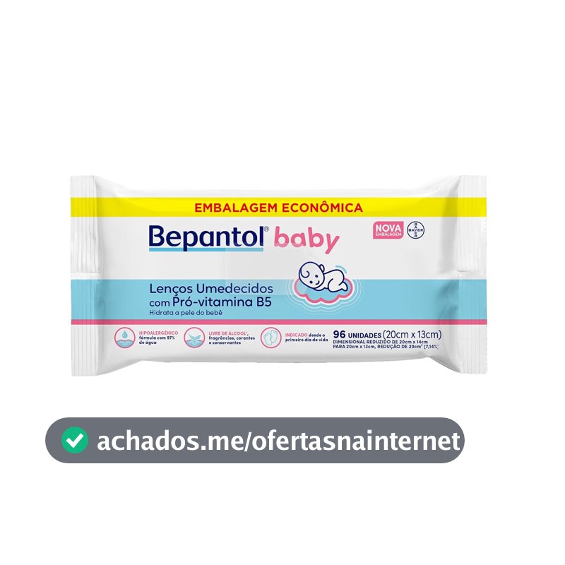 Bepantol Baby Lenço Umedecido, Hipoalergênico, 96 Unidades