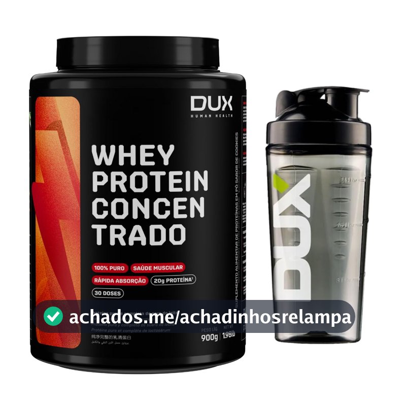 Whey Protein Concentrado Dux 900g - Sabor Chocolate Branco + Coqueteleira Oficial