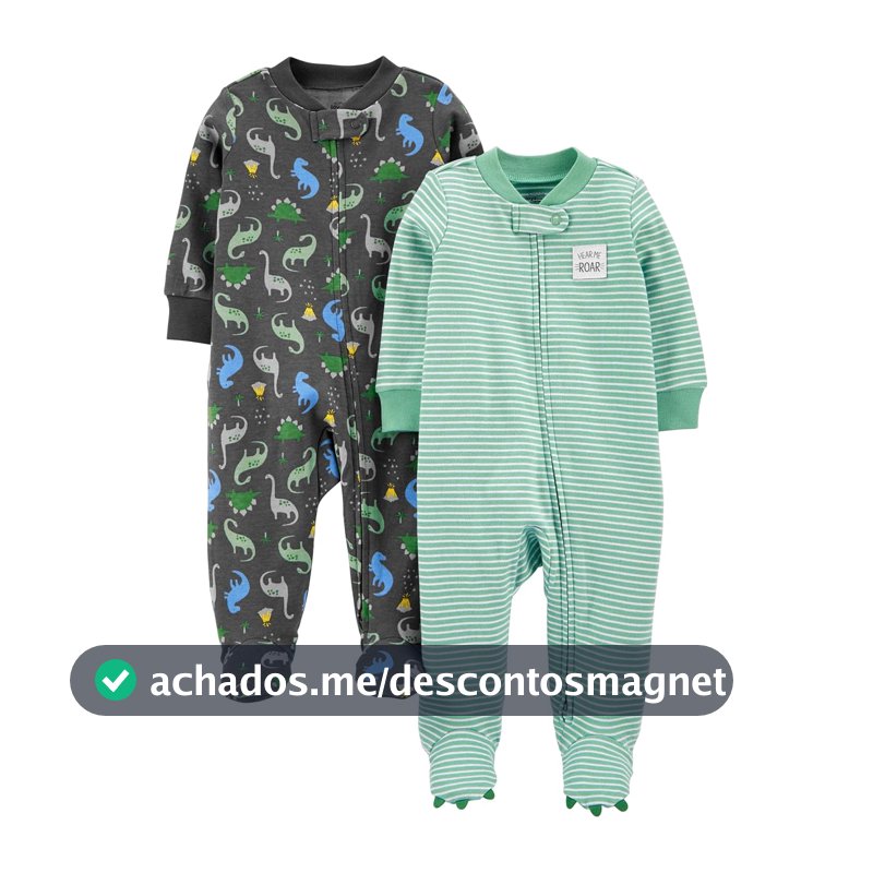 Macacão de dormir para bebês 2-pack 2-way Zip Cotton Footed Sleep and Play Simple Joys by Carter'sMeninos