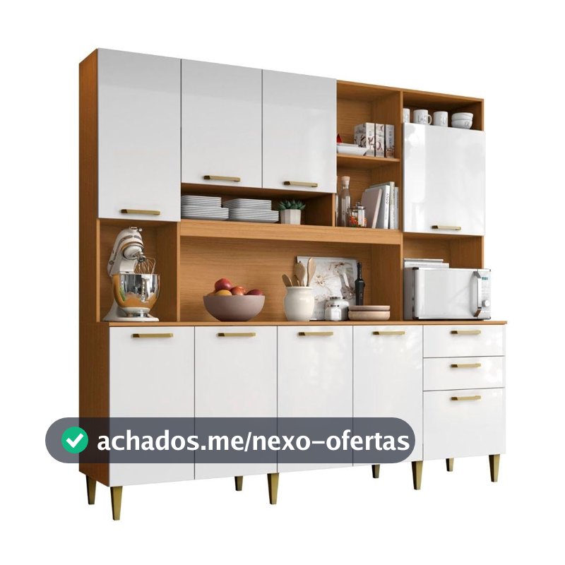 Armário de Cozinha Completa Aramóveis Kit Mega 9 Portas 2 Gavetas