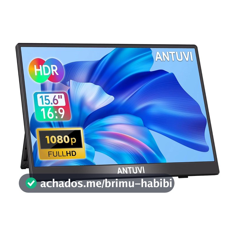 ANTUVI Monitor Portátil 15.6'', 1080P, MINI Segunda de Notebook Extensor De Tela, Ultra-Slim e portátil, com alto-falante de pé, Adequado para Viagens, Casa, Trabalho/Jogos