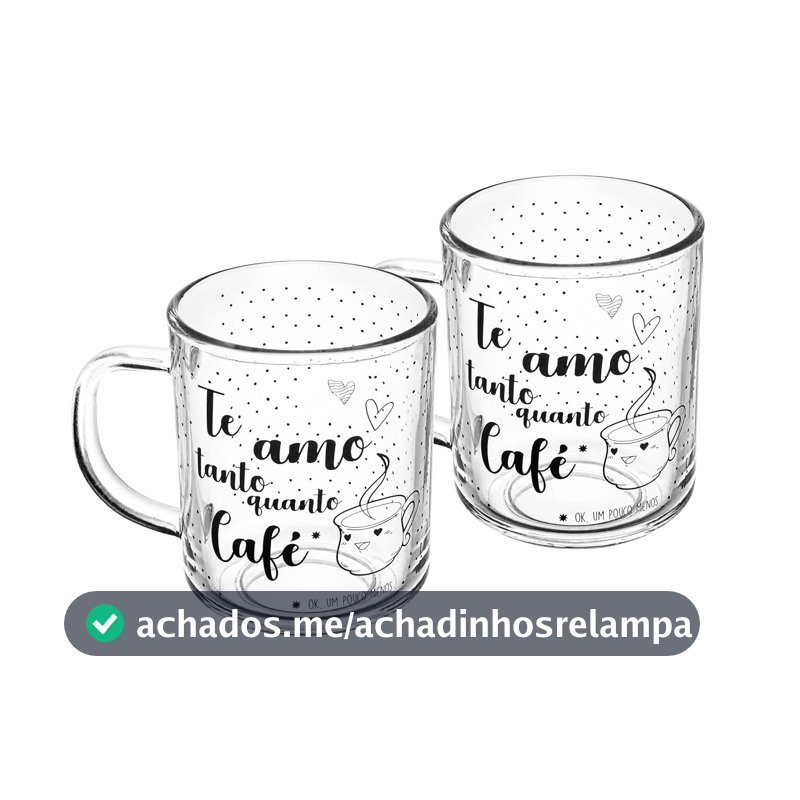 LYOR - Conjunto 2 Canecas em Vidro para Café com Frase ''Te Amo'' - Capacidade 220ml