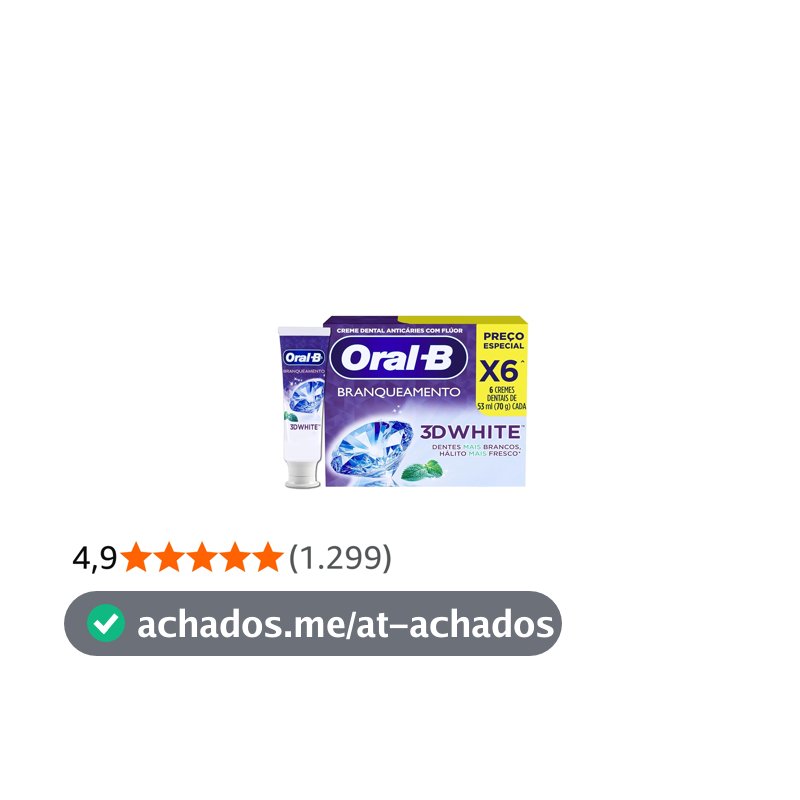 Oral-B Pasta de Dente 3D White Branqueadora, 6 Unidades 70 g
