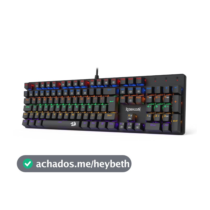 TECLADO MECÂNICO Gamer REDRAGON VALHEIM ILUMINAÇÃO Rainbow Preto Switch Brown USB-A K608-R (PT-BROWN)