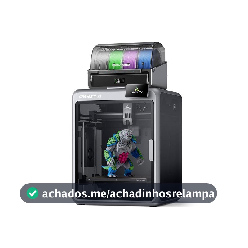 Creality Official K2 Combo Impressora 3D - 600mm/s Alta Velocidade, Impressão CFS de 16 Cores, Câmeras AI Duplas, Ultra-Silenciosa, Volume de Construção 260x260x260mm