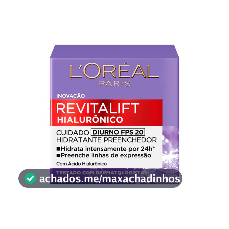 L'Oréal Paris Revitalift Hialurônico Creme Hidratante Facial Antirugas Diurno, Reduz Linhas Finas, Uniformiza a Pele, Melhora a Textura e Firmeza, 49g
