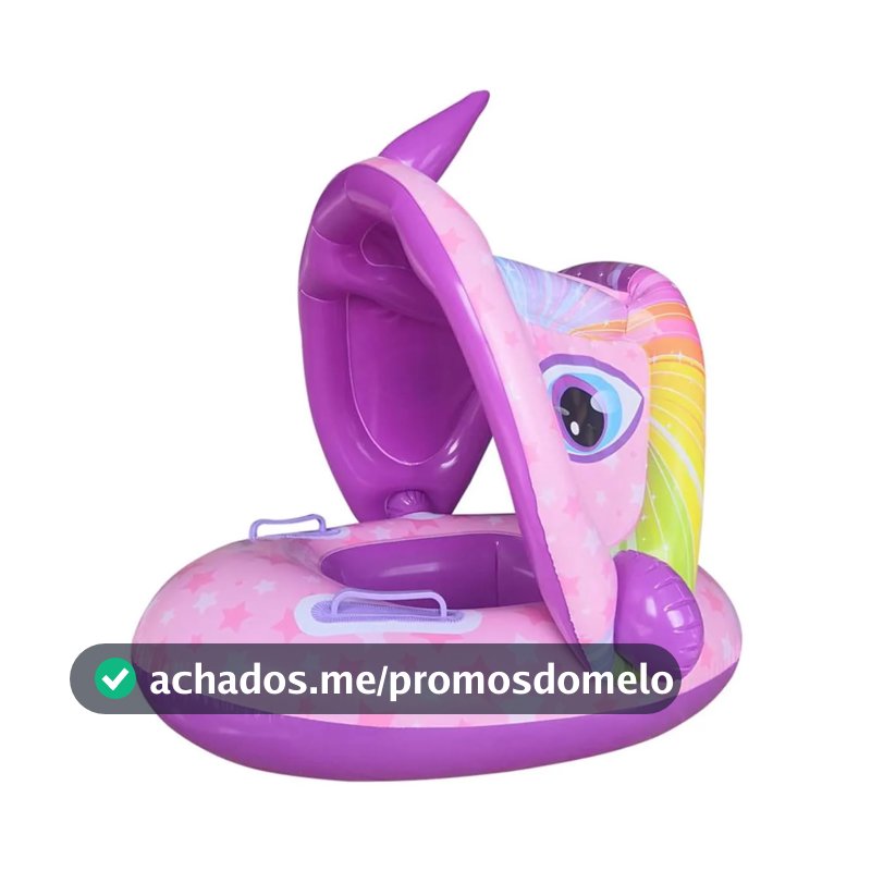Boia Inflável Infantil com Tenda UV Assento Seguro Bebês 1 a 3 Anos Piscina