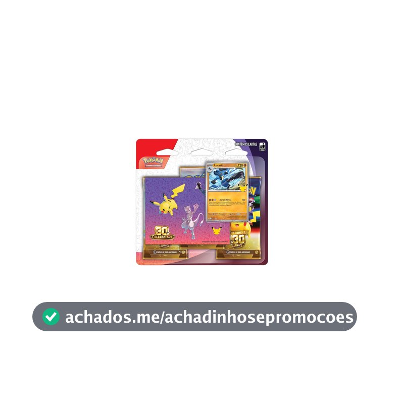 Pokémon TCG, Celebração de 30 anos – Blister Triplo com Adesivo Pokémon Lucario