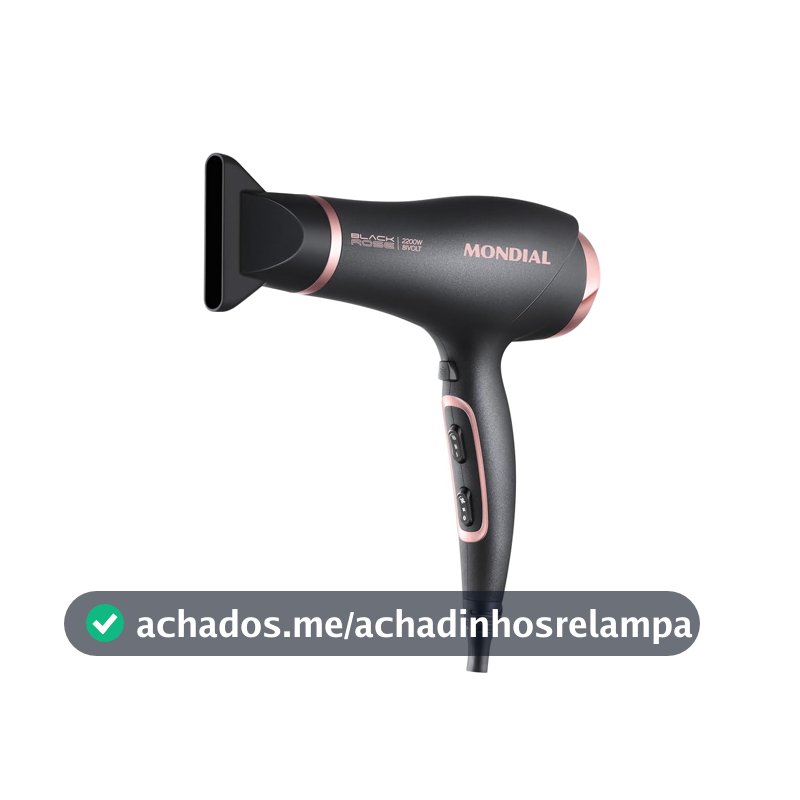 MONDIAL Secador de Cabelos, Preto/Golden Rose, 2200W, Bivolt - SC-37-BI