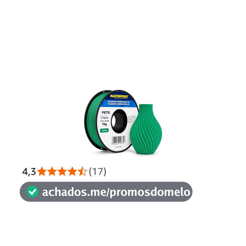 Filamento 3D PETG Verde 1.75mm 1KG Masterprint Para Impressora 3D