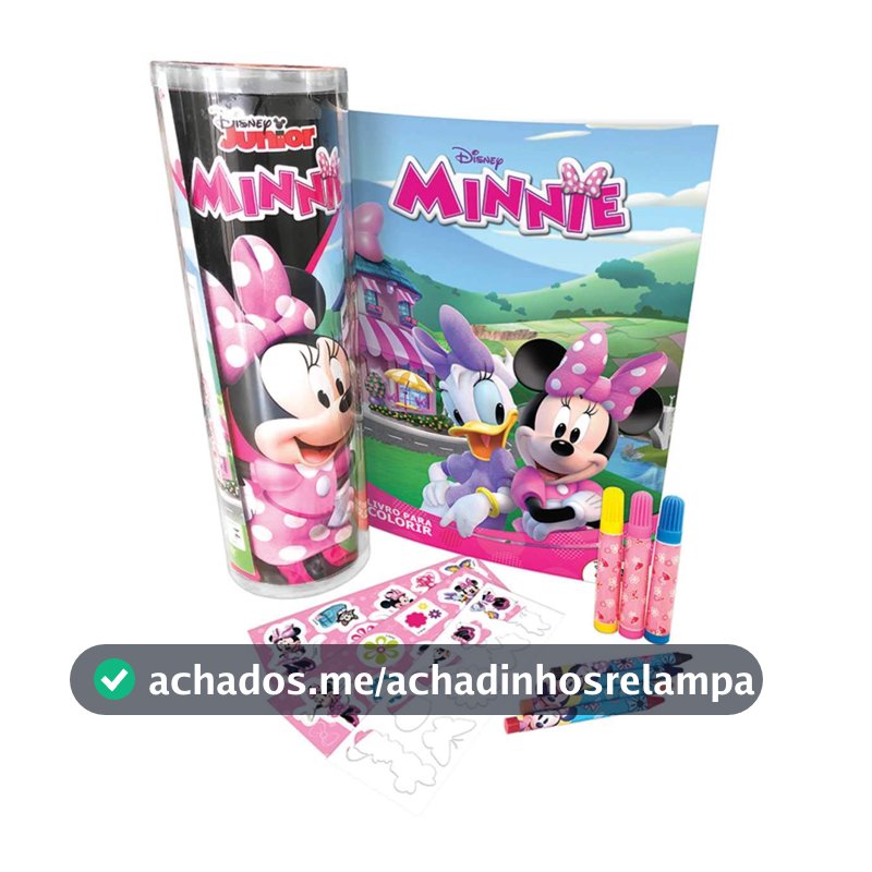 DCL Livro Infantil Colorir Minnie Tubo C/Adesivo/Giz/Canetinha , Multicores