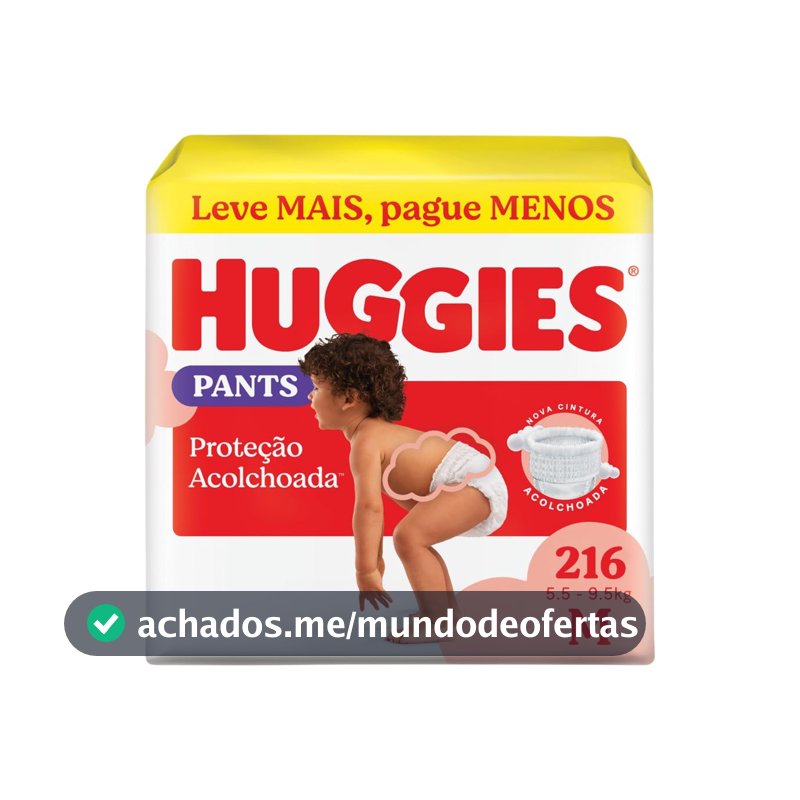 Huggies Fralda Pants Descartável Proteção Acolchoada M - 216 fraldas