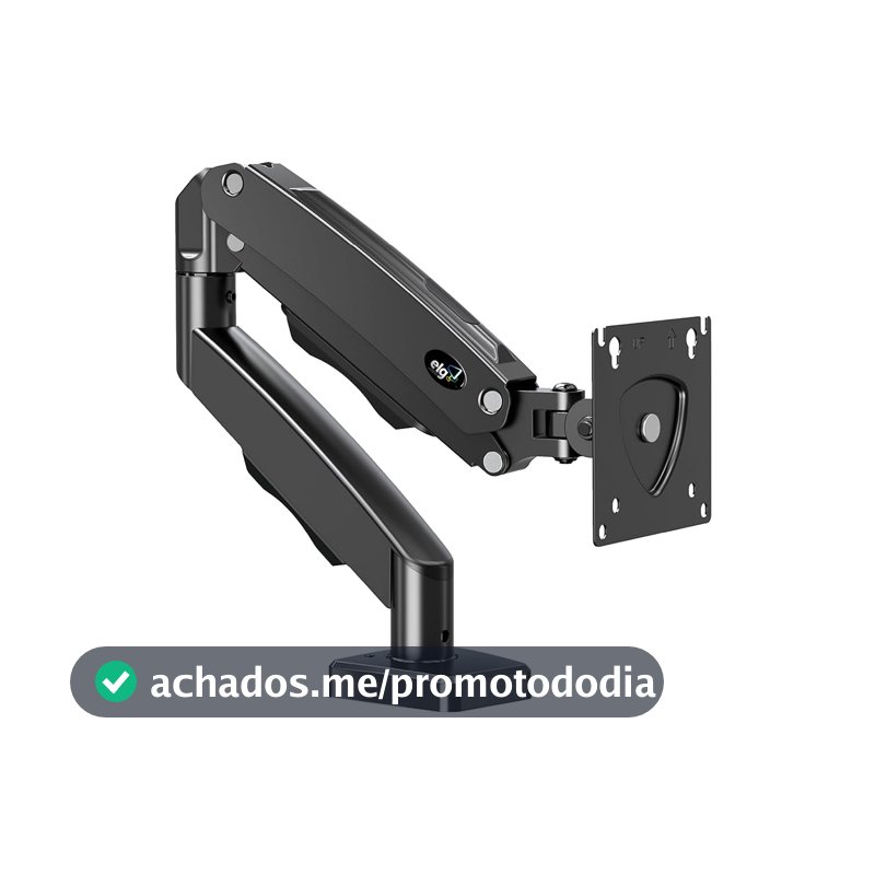 ELG, F80N, Suporte Articulado de Mesa, Pistão a Gás, Design Compacto e Retrátil, Ergonômico, Monitores 17'' a 35'', 2kg a 9kg, Preto