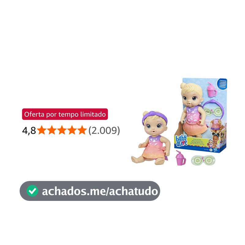 Baby Alive, Boneca, Dia no Spa - Cabelos Loiros, Inclui Máscara e Mamadeira, 22,5 cm - A partir de 3 Anos
