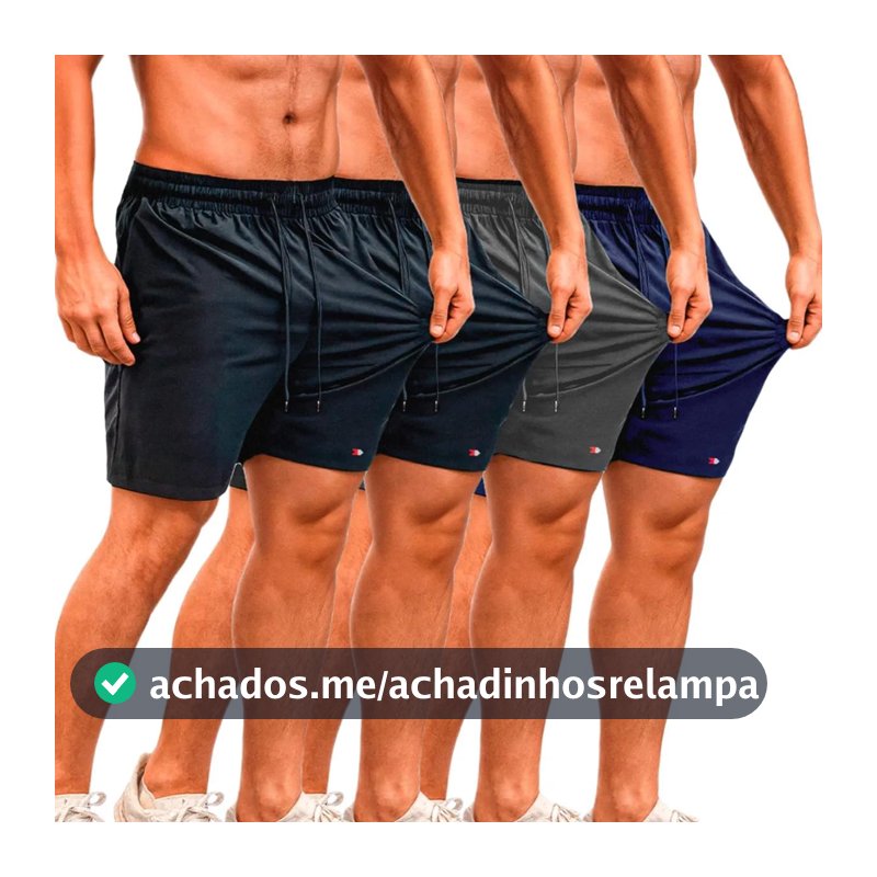 Kit 4 Bermuda Shorts Tactel Sandrini Elastano Academia Praia