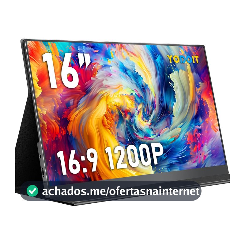 Yodoit Monitor Portátil 16" 100% SRGB FHD Tela com Porta USB Tipo C HDMI com Capa Inteligente Compatível com Laptop, PC, MacBook, Xbox, PS5, Phone