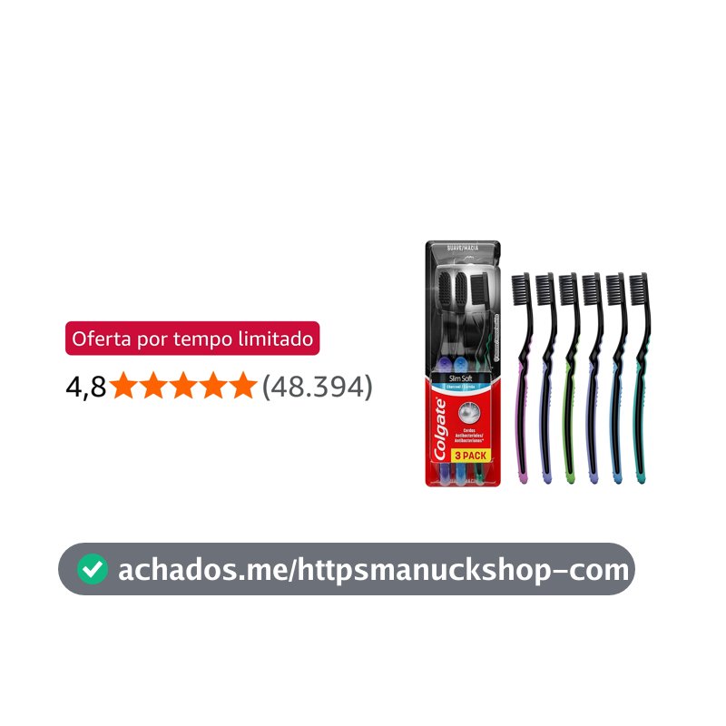 Colgate Slim Soft Black Escova de Dente Macia, 6 Unidades
