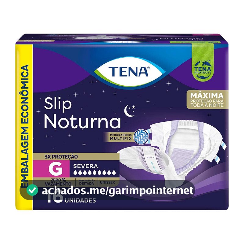 Tena Slip Noturna, Fralda Geriátrica para Incontinência Urinária, G - 16 unidades